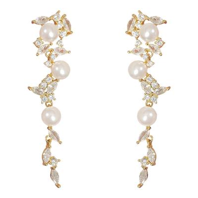 法式精致蝴蝶珍珠款螺旋耳夹