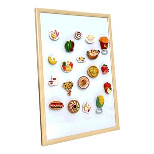 明航 实木框冰箱贴展示板墙面磁吸板桌面立式白板挂墙式写字板家用照片装饰磁性收纳磁力装饰板小吸磁铁铁板