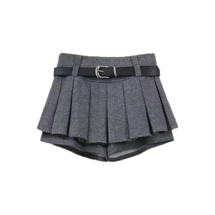 楠哥微胖mm纯欲百褶半身裙女新款大码高腰显瘦防走光短款A字裙裤