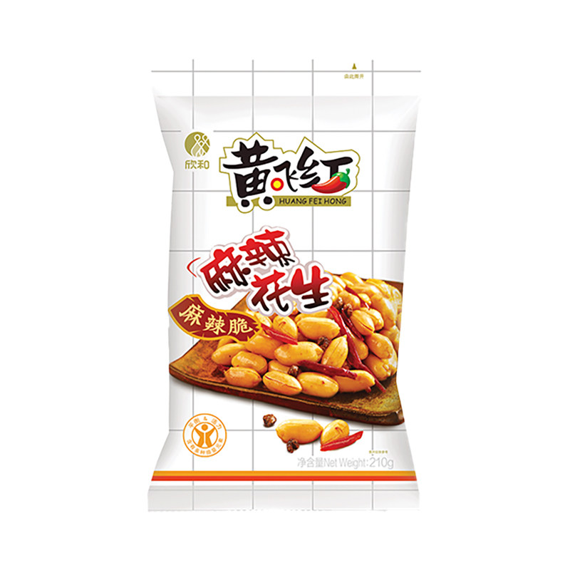 黄飞红麻辣花生210g大包装下酒菜零食小吃黄飞鸿花生米官网正品