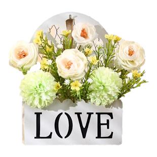 挂墙假花仿真花装饰品墙壁墙上花篮室内客厅悬挂家居栅栏壁挂干花