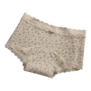 内裤女士A类纯棉2026新款小平角全棉10A抗菌裆中腰蕾丝四平角短裤