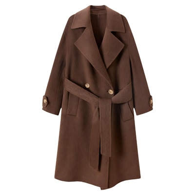 100%绵羊毛高定款绑带修身长款