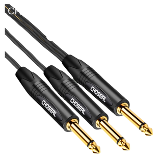 秋叶原6.5转双6.5一分二复制型单声道TRS6.35大二芯转换26.35头音频线AV连接线无线话筒接收器一变二1拖2