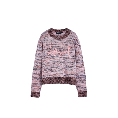 【保暖羊毛混纺】Desigual25秋冬新品宽松多色混纱盘带绣女针织衫