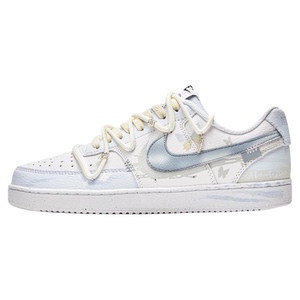 球鞋定制 Nike Court Vision 月下蝶舞解构白蓝低帮男女复古板鞋