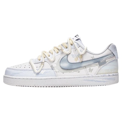 球鞋定制 Nike Court Vision 月下蝶舞解构白蓝低帮男女复古板鞋
