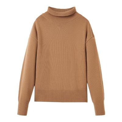 朗姿纯羊毛气质高领内搭毛衣长袖打底设计感上衣冬季新款毛针织衫