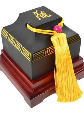 泰山玉印章摆件天然墨玉原石房间卧室办公室靠山泰山旅游纪念品