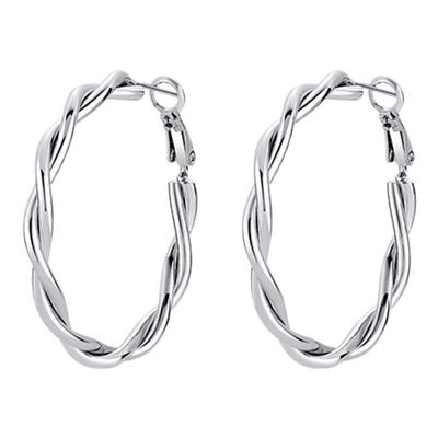 一撇一捺YPYN编织耳圈女几何简约耳环银色百搭2025新款爆款高级感