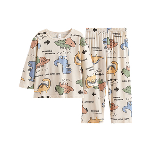 芬腾男童睡衣春夏季七分袖长裤卡通套装可爱男孩中大童儿童家居服