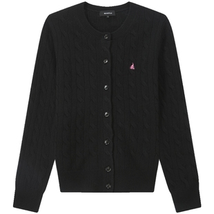 【新品】100%绵羊毛BEANPOLE滨波秋冬女松弛慵懒麻花圆领开衫毛衣