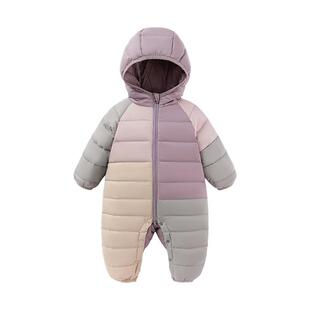 babylove【安心绒】宝宝轻薄羽绒连体衣婴儿秋冬连帽哈衣几何序约