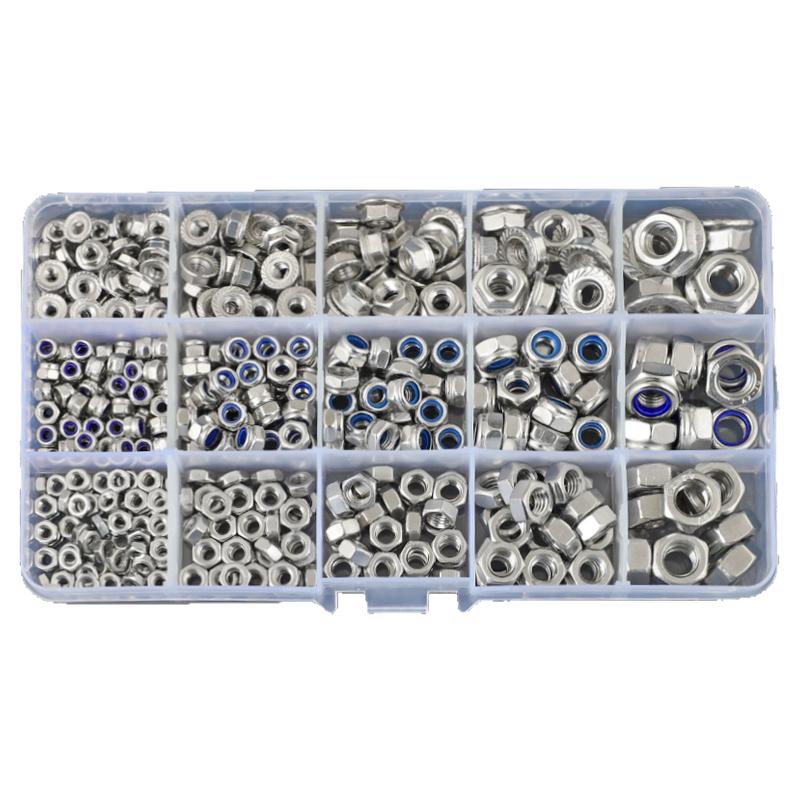 304不锈钢六角螺母防滑法兰螺帽平垫片套装螺丝配件大全3M4M5M6CY