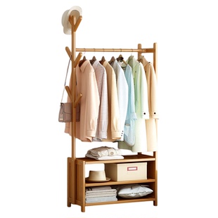 挂衣架一体落地式置衣架家用卧室收纳储物柜多功能靠墙床边衣帽架