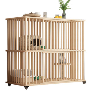 实木猫笼子家用猫别墅超大空间室内可移动三层猫柜猫舍猫房狗笼子