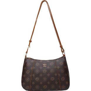 稻草人包包女2026新款大容量老花腋下包高级感单肩斜挎包通勤女包