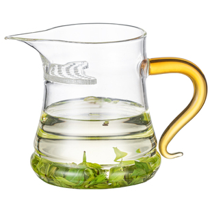 高端玻璃月牙杯过滤茶杯公道杯加厚一体式高硼硅茶水分离泡绿茶杯