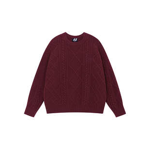 FORNINES含羊毛慵懒风圆领毛衣男潮牌秋冬纯色针织衫情侣休闲线衣