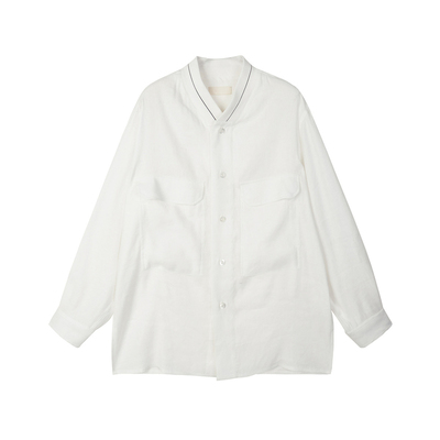 奥莱长袖速写立领白色衬衫