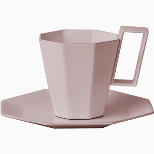 日本KIKOF八角形中古咖啡杯陶瓷杯碟套装 杯子马克杯家用水杯勺子