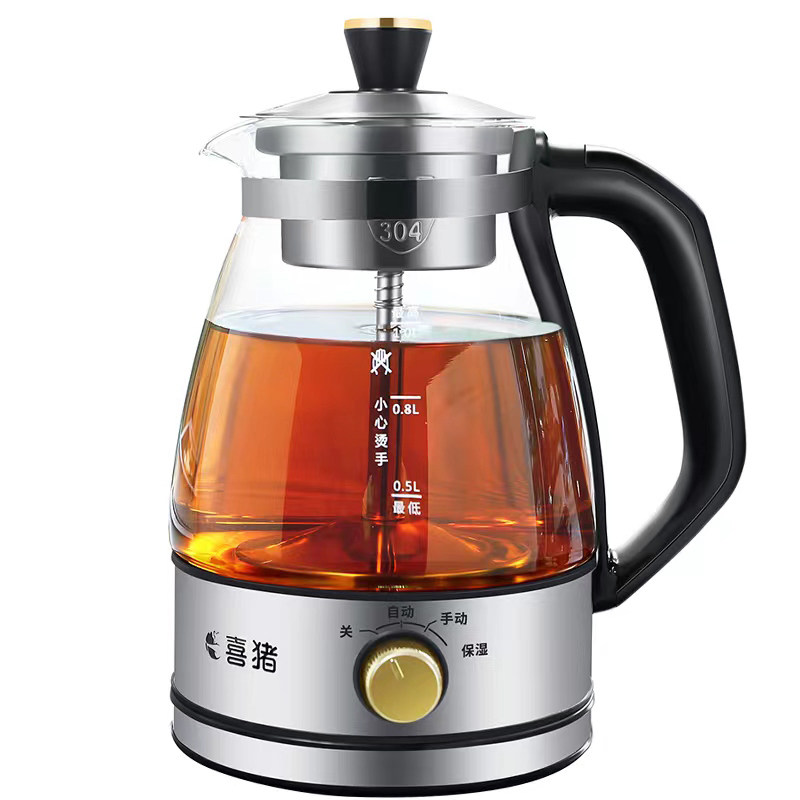 喜猪煮茶器黑茶普洱蒸茶器家用玻璃养生壶全自动保温蒸汽电煮茶壶