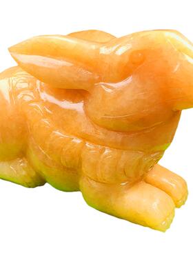 天然玉兔吉祥物石雕工艺品