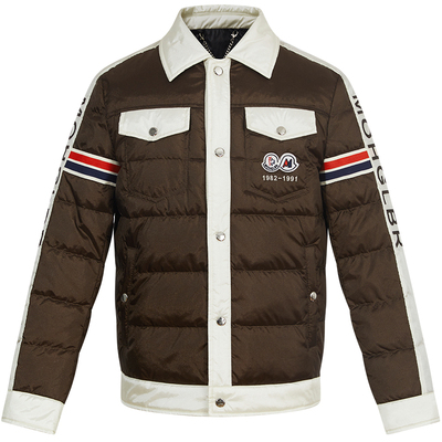 BM欧洲站翻领羽绒服男款潮牌刺绣撞色男士冬季外套高级感2024新款