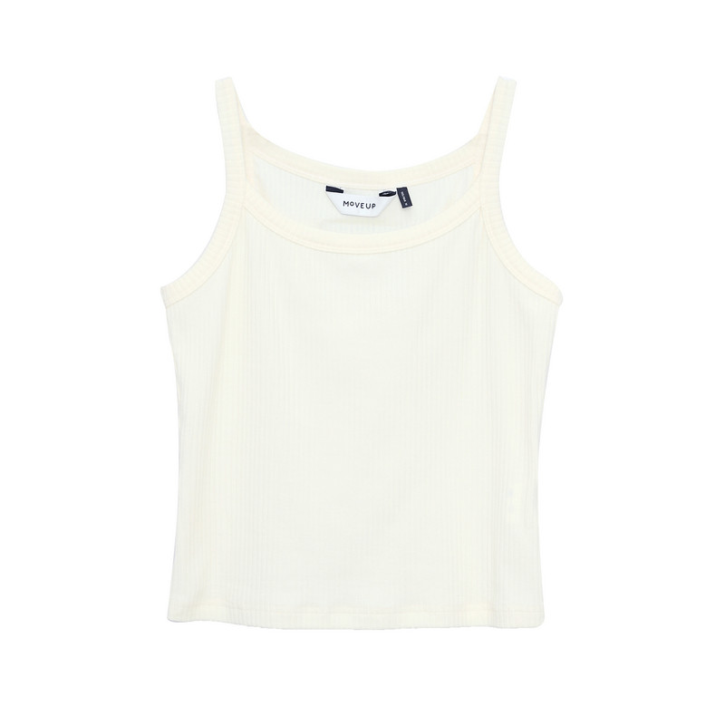 【商场同款】MOVEUP幻走2025夏季新款弧形领口织唛米黄短款背心女