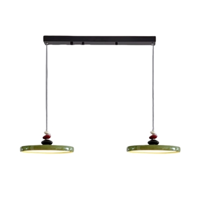 法式中古风餐厅灯网红奶油M豆吊灯饭厅飞盘设计师吧台餐桌飞碟灯