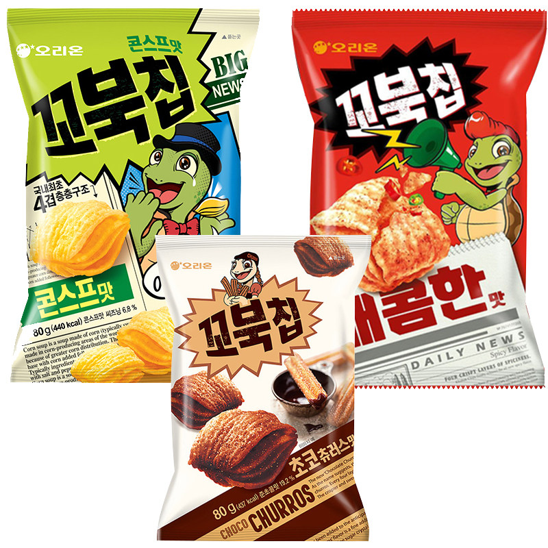 好丽友乌龟酥脆点甜玉米浓汤味焦糖味网红韩国进口追剧影院零食品