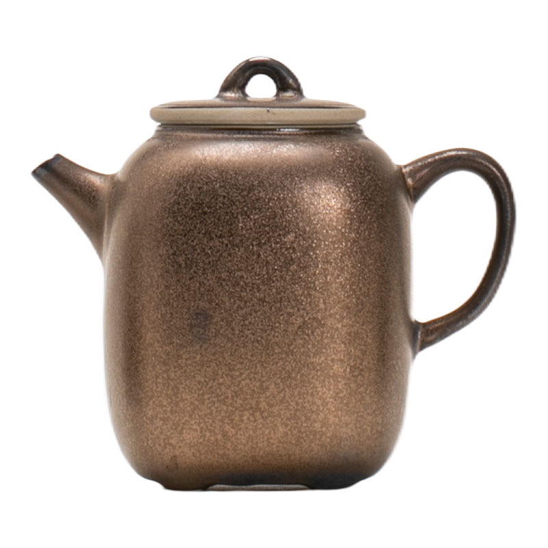 仿古小茶壶做旧鎏金带过滤单壶