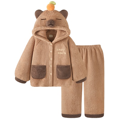 冬季珊瑚绒睡衣卡皮巴拉情侣套装