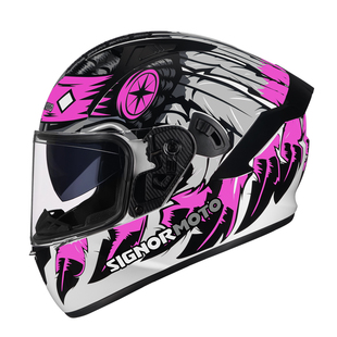 艾狮摩托车头盔女防雾四季带蓝牙耳机车仿赛3c认证双镜片可爱全盔