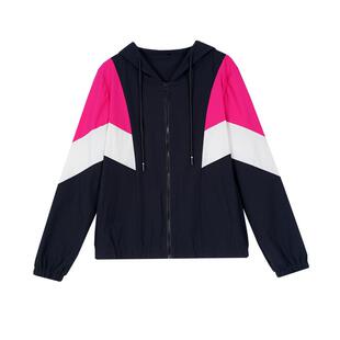 春季时尚妈妈双层外套卫衣网红连帽拼色宽松拉链运动洋气开衫外套