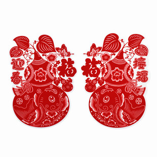 福字窗花植绒静电乔迁门贴迎立春葫芦2024龙年窗贴民俗春节福