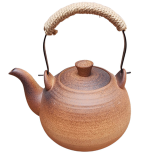 粗陶白泥壶陶瓷耐高温围炉煮茶陶泥烧水壶煮黑茶煮水泡茶提梁壶