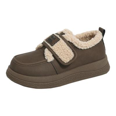 杨幂同款真皮加绒乐福鞋女