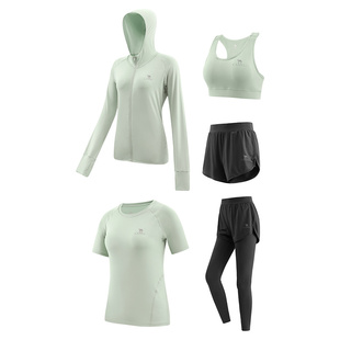 骆驼瑜伽套装女款夏季透气薄款健身服跑步运动五件套