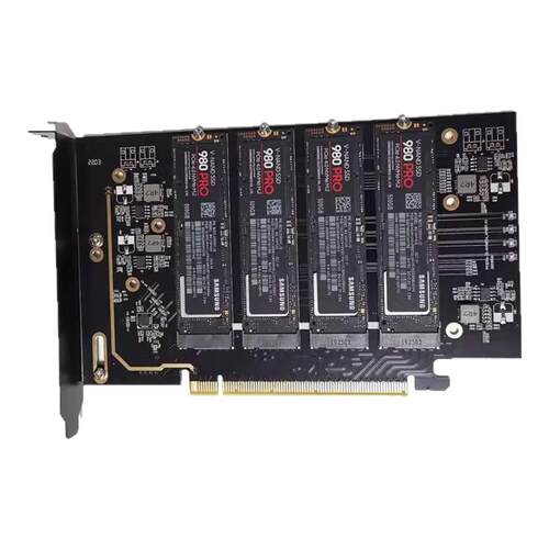 迈和伦PCIe4.0x16转四4盘nvm扩展卡固态SSD硬盘M2转接卡2280免驱