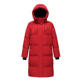 雪中飞2026春新款女长款连帽羽绒服黑色直筒茧型加厚保暖时尚