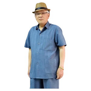 翻领短袖长裤衬衫透气吸汗多口袋