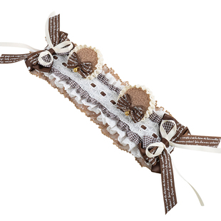 洛丽塔可拆卸熊耳发带巧克力波点礼帽对夹可爱头饰蕾丝蝴蝶结现货