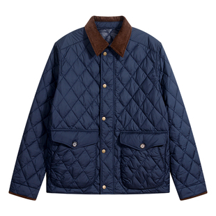 MCCEVTG 3M新雪丽棉服男外套美式复古菱形嵌线翻领茄克保暖棉衣冬