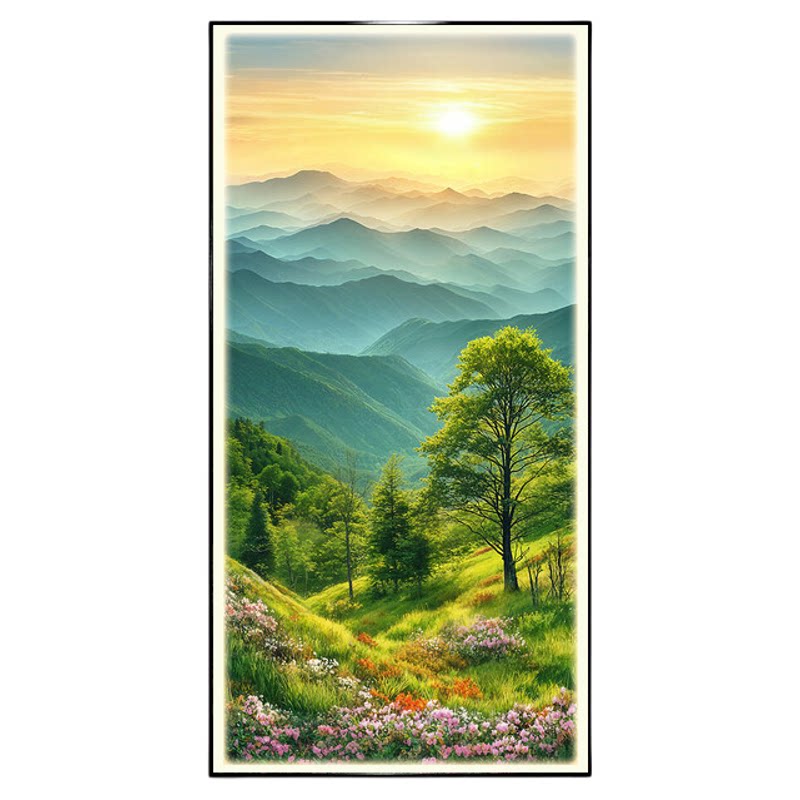 玄关装饰画2026新款LED带灯光高级感正对入户门玄关走廊尽头挂画