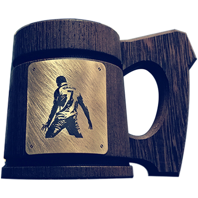 复古实木生日礼物金属啤酒杯定制