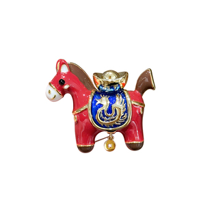LYNNROMAN马上发财元宝小红马胸针过年拜年马年本命年别针小胸花