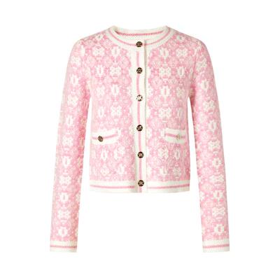 小香风提花短款毛衣开衫