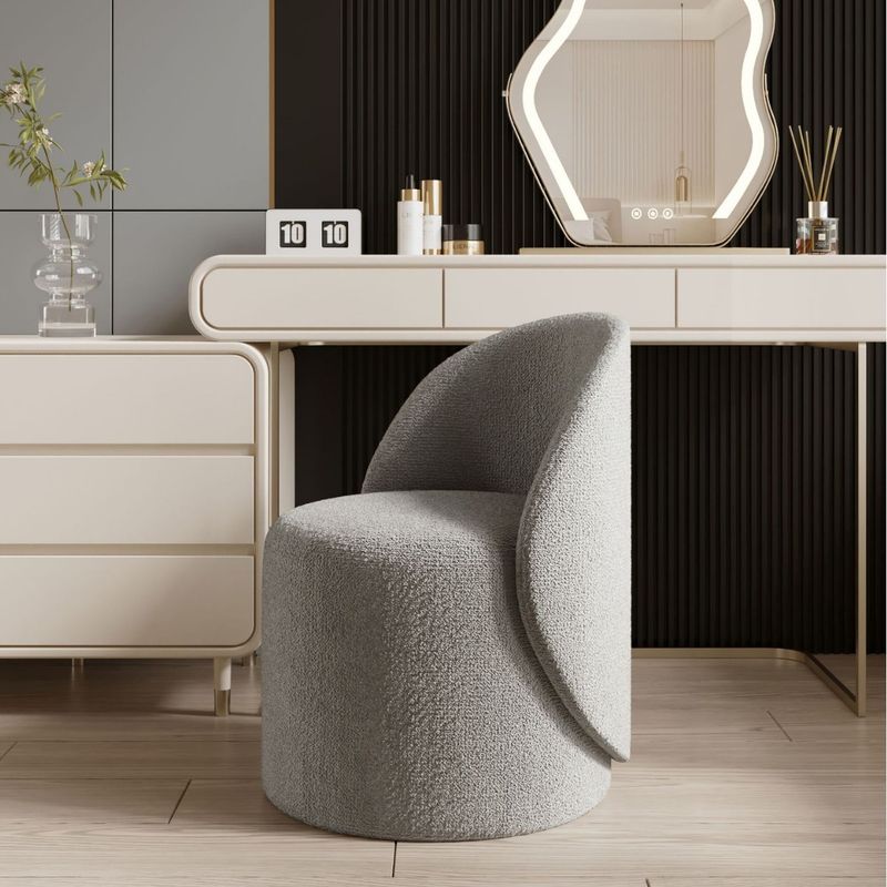 卧室梳妆凳旋转轻奢凳网化妆椅子梳妆台现代家用书桌靠背凳子红