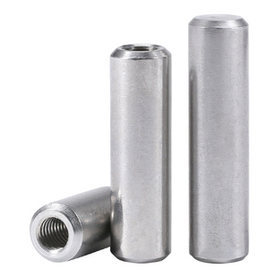 304不锈钢内螺纹圆柱销GB120内牙销子固定销钉带孔定位销M4-M12